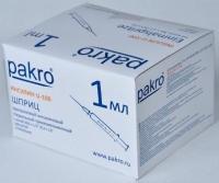 1 мл трехкомпонентный шприц Pakro инсулиновый U100 , с иглой 0,3х13, 100 шт купить в Владикавказе